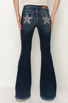  MID RISE FLARE STAR RHINESTONE ON POCKETS JEANS - Southern Obsession Co. 