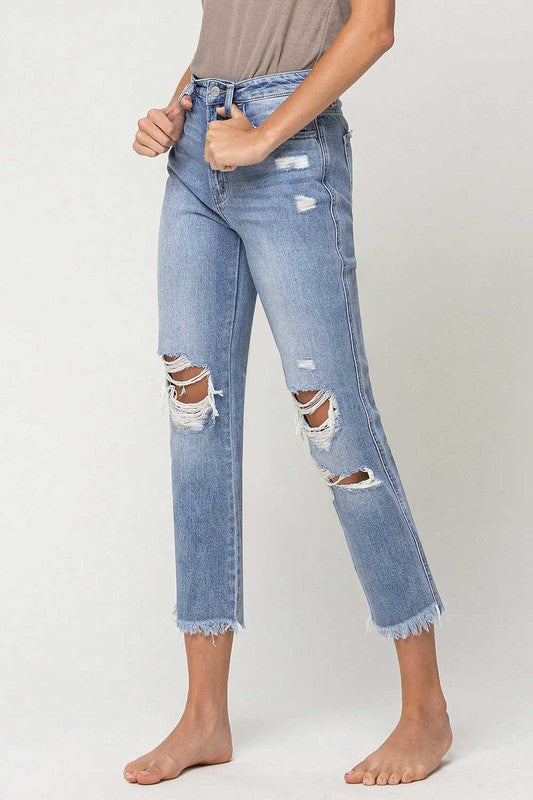 Super High Rise Distressed Jeans - Southern Obsession Co. 