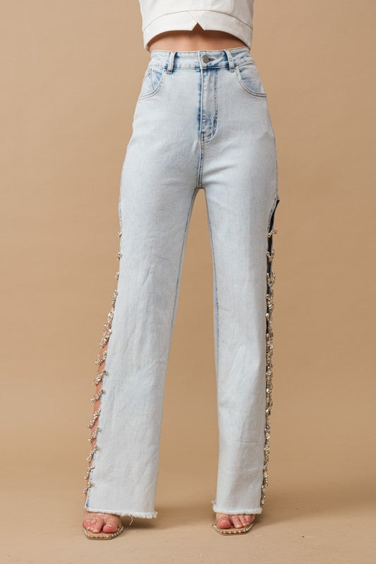 Jewel Trim Jeans - Southern Obsession Co. 