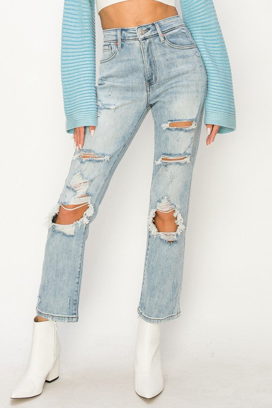 HIGH RISE DISTRESSED JEANS - Southern Obsession Co. 
