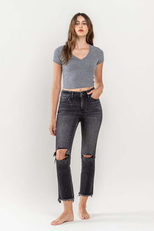  High Rise Stretch Distressed Crop Slim Straight - Southern Obsession Co. 