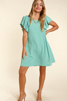  SOLID WOVEN DRESS WITH SIDE POCKETS - Southern Obsession Co. 