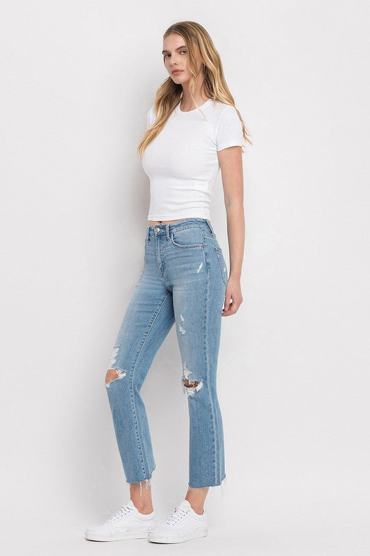 Distressed Cropped Straight Jeans - Southern Obsession Co. 