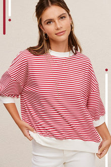  Crew Neck Stripe Short Sleeve Top - Southern Obsession Co. 