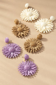  straw flower drop earrings - Southern Obsession Co. 