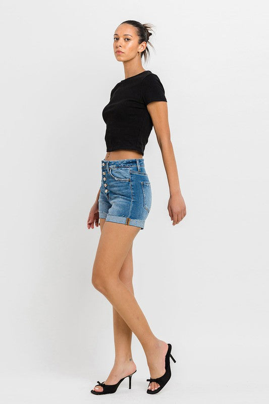 Super High Rise Button Up Mom Shorts - Southern Obsession Co. 