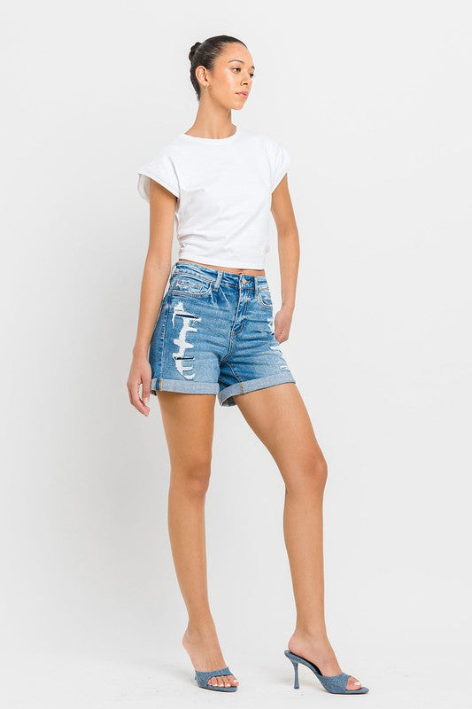 High Rise Double Cuff Shorts - Southern Obsession Co. 