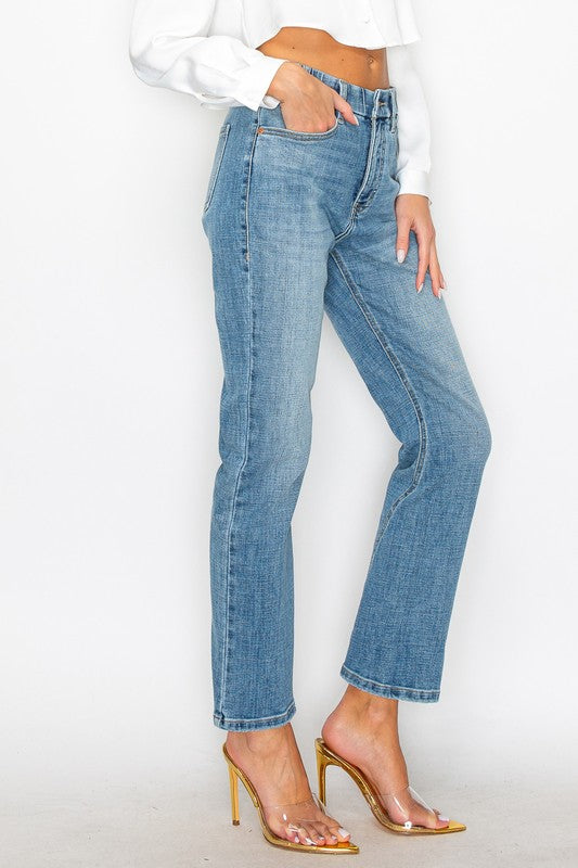 PLUS - TUMMY CONTROL HIGH RISE STRAIGHT JEANS - Southern Obsession Co. 