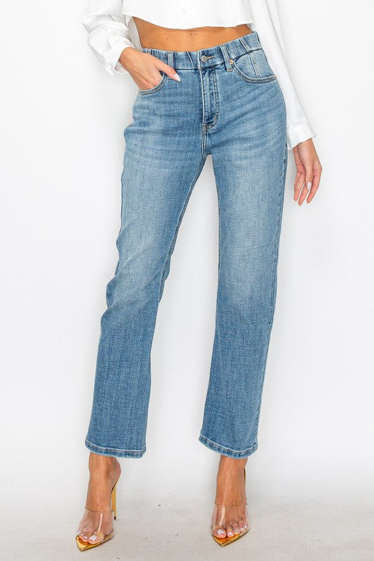 PLUS - TUMMY CONTROL HIGH RISE STRAIGHT JEANS - Southern Obsession Co. 