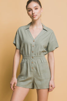  Linen Button Down Romper - Southern Obsession Co. 