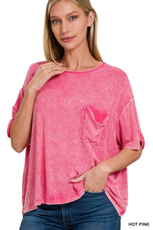  Washed Ribbed Round Neck Top - Southern Obsession Co. 