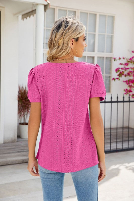 Womens Summer Tops Square Neck Short Sleeve - Southern Obsession Co. 
