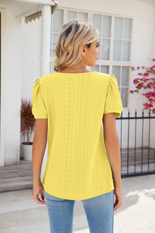Womens Summer Tops Square Neck Short Sleeve - Southern Obsession Co. 