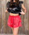 Red Faux Leather Skort - Southern Obsession Co. 