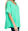 Mint Woven V-neck Blouse