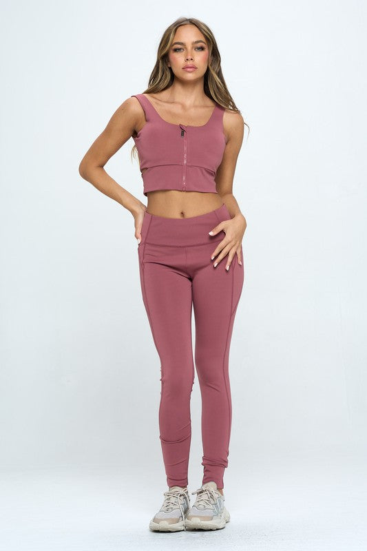 Zip Up Crop Sports Tank Top Set - Southern Obsession Co. 