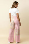Floral Color Block Pants w Pocket