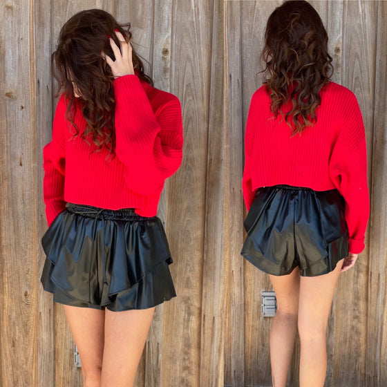 Red Turtle Neck Sweater - Southern Obsession Co. 