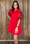 Red Sequin Puff Dress - Southern Obsession Co. 