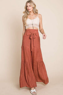  Tie front ruched waist back pants - Southern Obsession Co. 