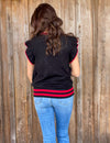 Black/Red Game Day Ruffled Sweater - Southern Obsession Co. 