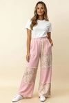 Floral Color Block Pants w Pocket