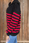 Black/Red Stripe Sweater - Southern Obsession Co. 