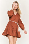 SOLID FLARE SHIRT DRESS KRD4190 - Southern Obsession Co. 