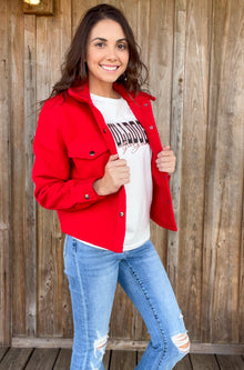  Red Button Down Jacket - Southern Obsession Co. 