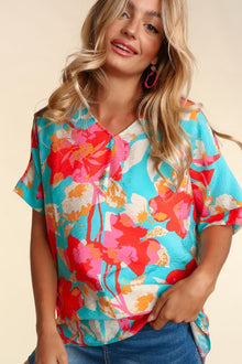  PLUS DROP SHOULDER DOLMAN BANDED FLORAL WOVEN TOP - Southern Obsession Co. 