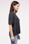 Washed Ribbed Round Neck Top - Southern Obsession Co. 