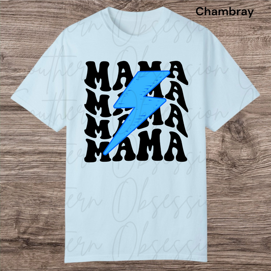 MAMA Blue Lightening Bolt Tee