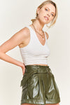 High-rise waist Belted Faux Leather Short JJB5001 - Southern Obsession Co. 