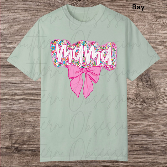 MAMA Pink Bow Tee