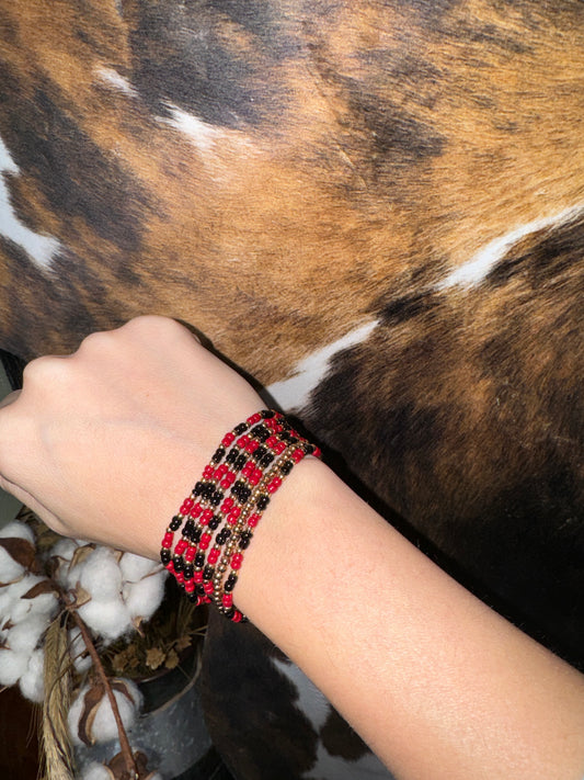 Our Team Red & Black Bracelet Set