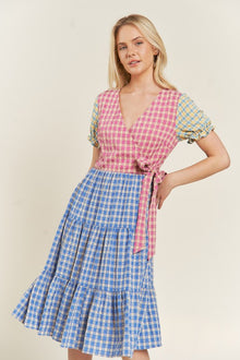  COLORBLOCK GINGHAM DRESS - Southern Obsession Co. 