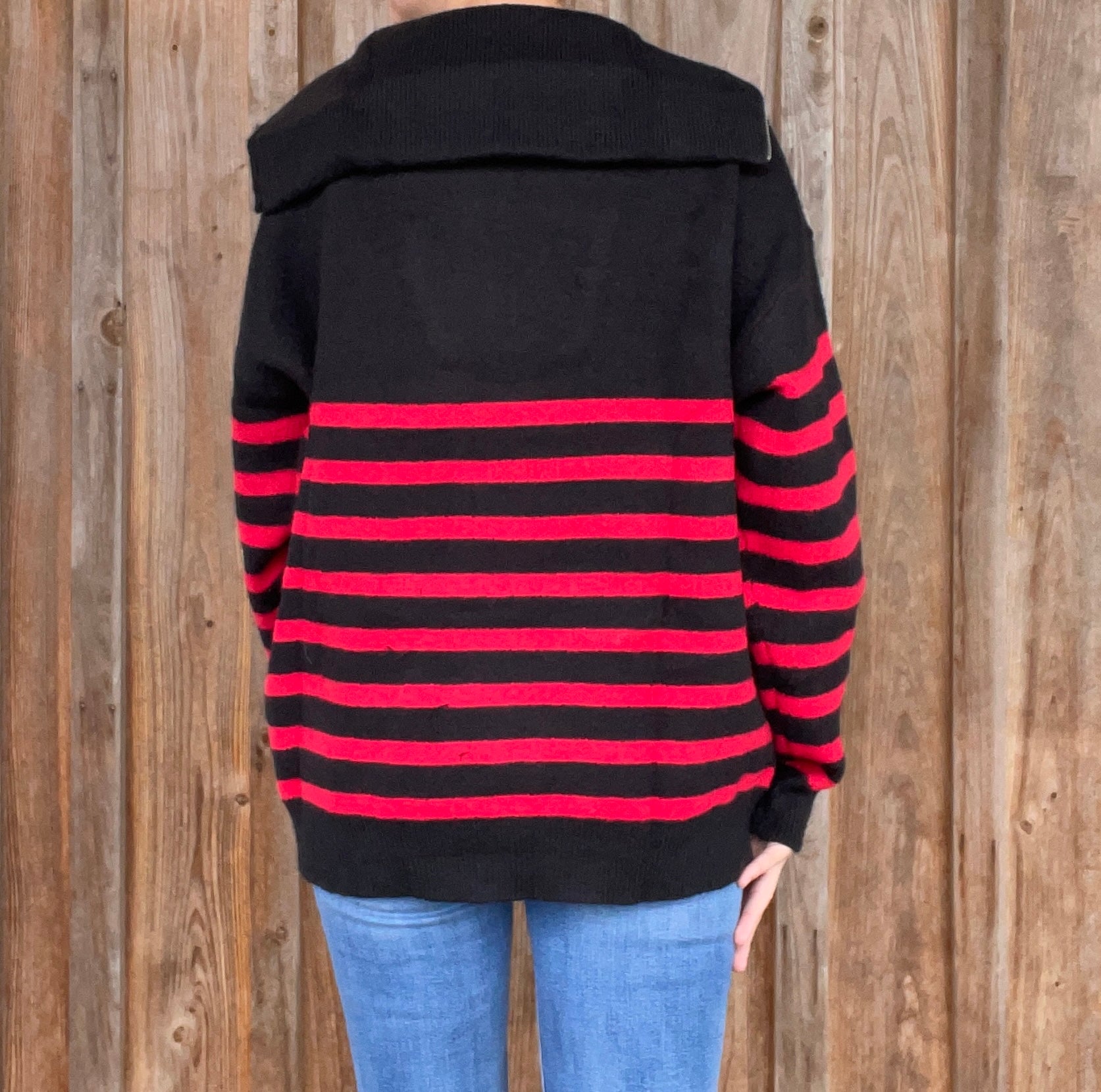 Black/Red Stripe Sweater - Southern Obsession Co. 