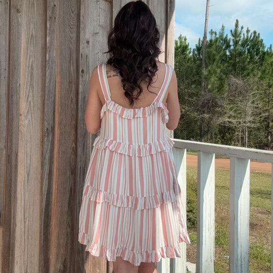 Blush Tiered Stripe Dress - Southern Obsession Co. 