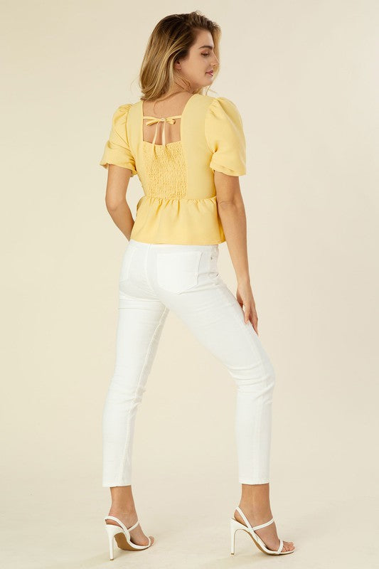 Bubbles sleeved peplum blouse - Southern Obsession Co. 