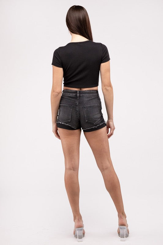 Washed Black Denim Shorts - Southern Obsession Co. 