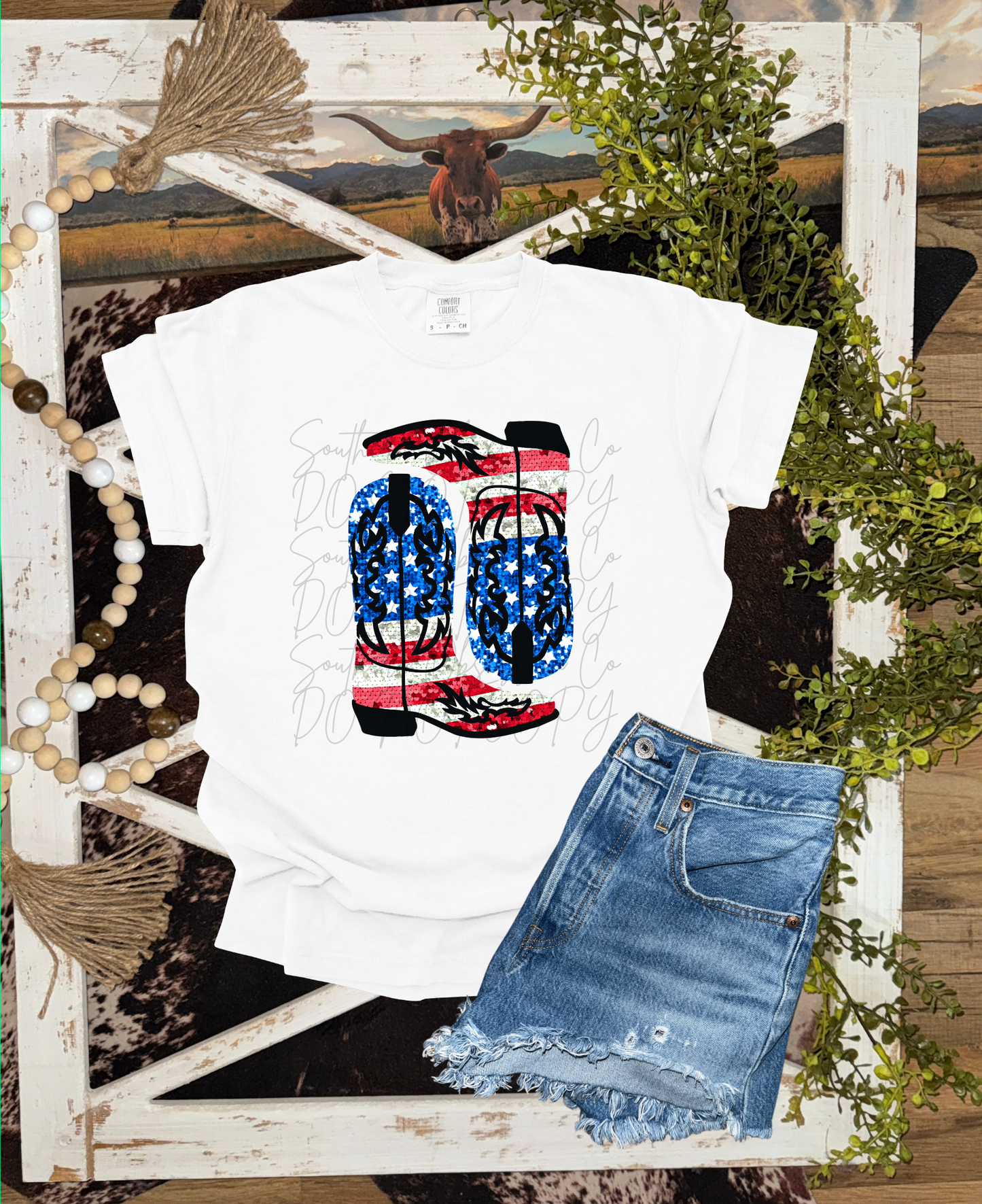 USA Cowgirl Boots Tee