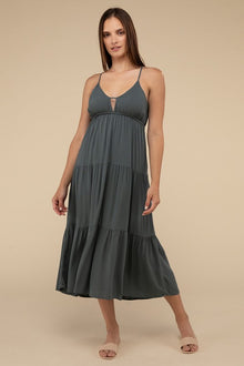  Sweetheart Neckline Tiered Midi Dress - Southern Obsession Co. 