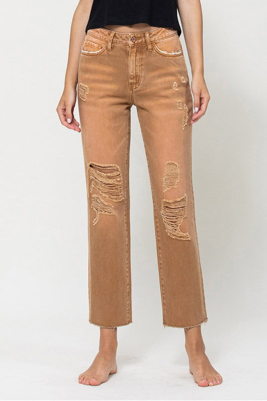 High-RIse Straight Crop Jeans - Southern Obsession Co. 