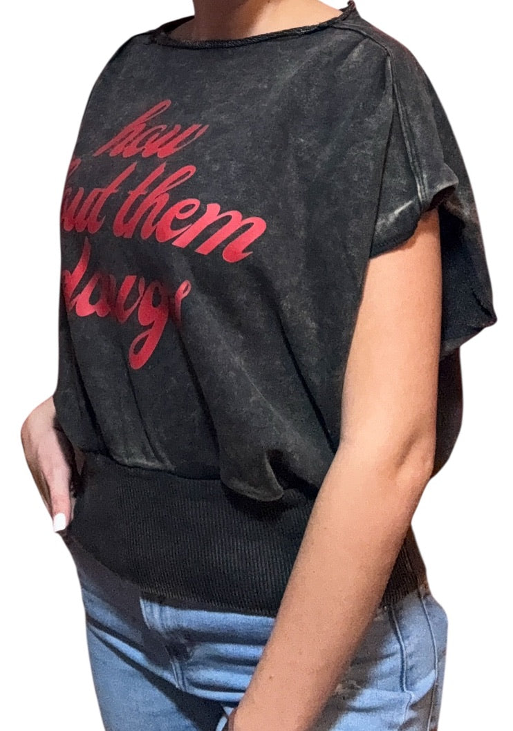 Washed Boat Neck Banded Top