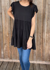 Black Ruffle Sleeve Tunic - Southern Obsession Co. 