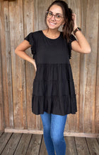 Load image into Gallery viewer, Black Ruffle Sleeve Tunic
