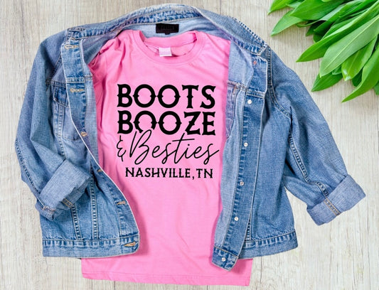 Boots Booze & Besties Tee - Southern Obsession Co. 