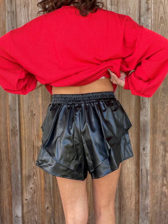 Black Faux Leather Skort - Southern Obsession Co. 
