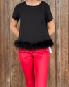 Black Feather Trim Blouse - Southern Obsession Co. 