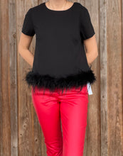 Load image into Gallery viewer, Black Feather Trim Blouse
